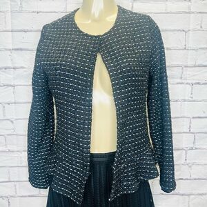Dolan Women's Blue Metallic Tweed Open Front Blazer Jacket Medium